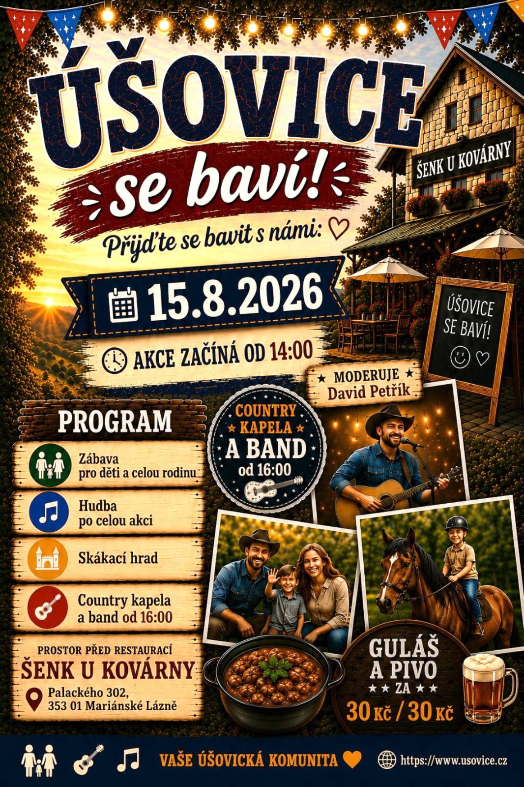 Plakát akce Úšovice se baví – 15. srpna 2026